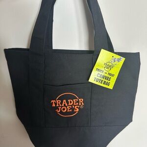 Trader Joe's Limited Edition Halloween Black Mini Canvas Tote Bag NWT